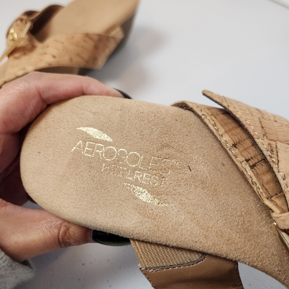 Aerosoles Comfort Memory Foam Wedges Thong Sandals Shoes Cork Womens size 10 - Picture 7 of 11